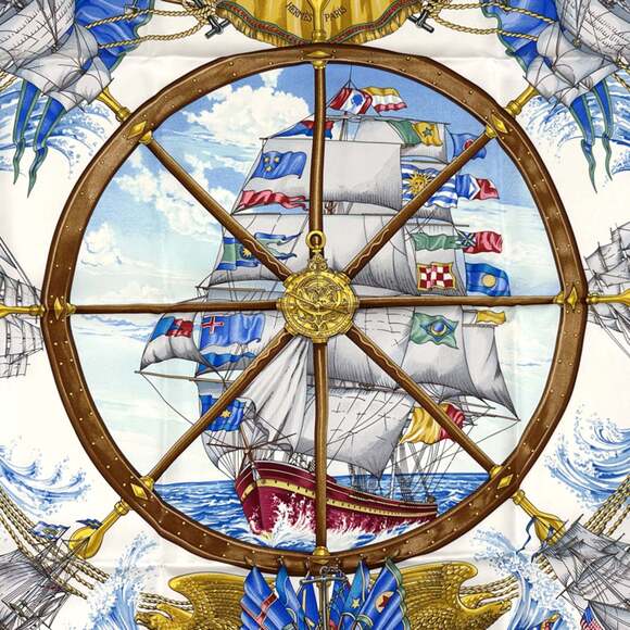 HERMES Authentic Green Silk Scarf - Picture 2 of 8